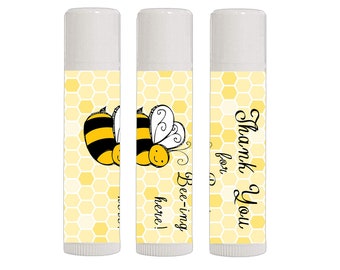 12 Lip Balm Favors - Yellow and Black Bee Lip Balm Favors - Bee Baby Shower - Bee Birthday - Bee Favors - Thank You For Bee-ing Here