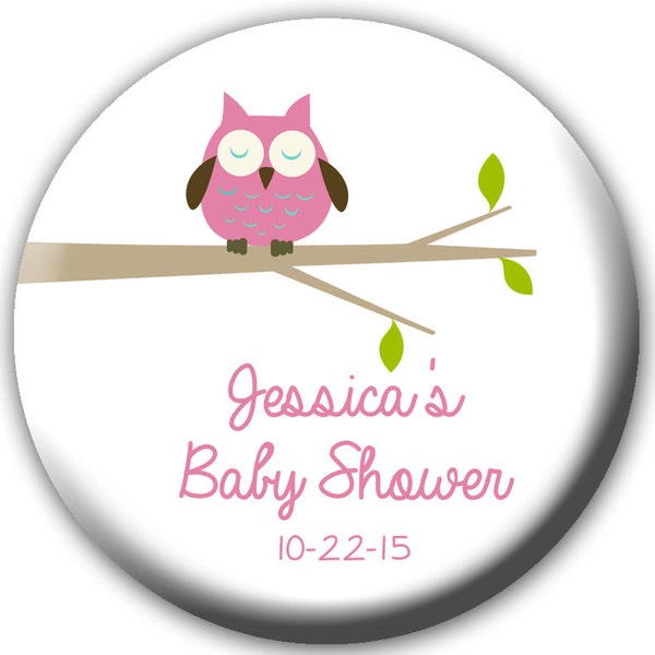 24 Button Owl Baby Shower Favors - Girl Baby Shower Favors - Owl Baby Shower- Baby Shower Favors - Girl Baby Shower - Pink Owls Baby Shower