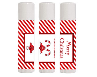 12 Christmas Lip Balms - Merry Christmas - Stocking Stuffers - Lip Balm Stocking Stuffer -Christmas Gift for Co Workers -Candy Cane Lip Balm