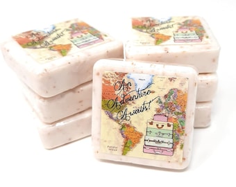 12 Adventure Awaits Soap Favors - 1.5oz Soap Favors - Travel Party Favors - Travel Wedding Favors - Travel Soap Favors