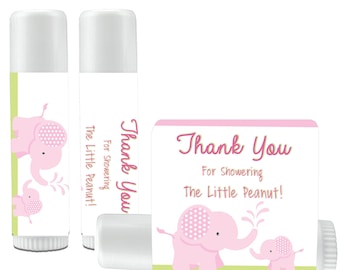 SALE - 12 Lip Balm Favors Cherry Flavor - Girl Elephant Baby Shower - Baby Girl Shower -Its a Girl -Elephant Baby Shower - Elephant Birthday