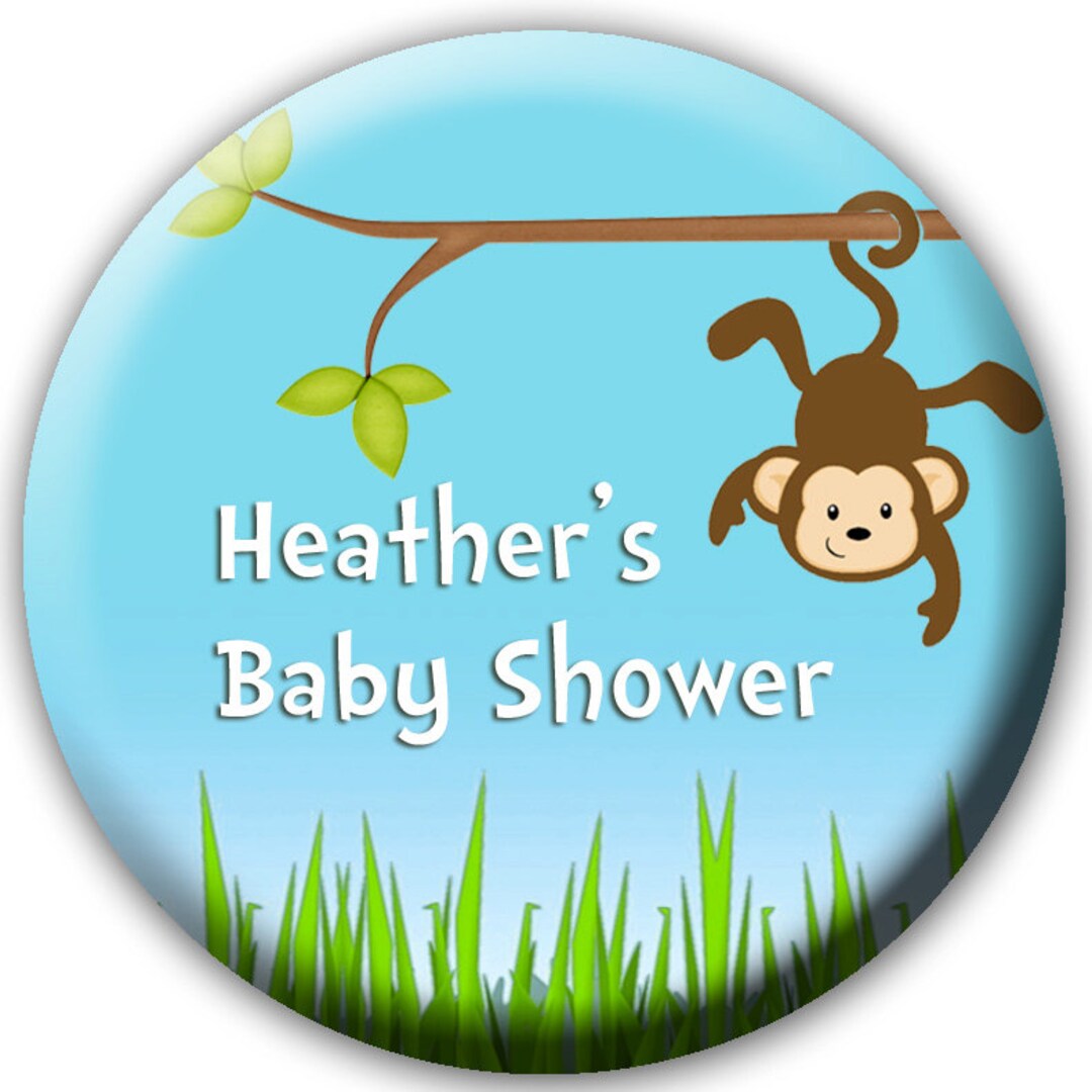 24 Button Baby Shower Favors Monkey Baby Shower Favors jungle Baby