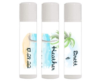 12 Lip Balm Beach Favors - Bálsamos labiales de boda en la playa - Favores de fiesta en la playa - Boda en la isla - Lip Balm Favors