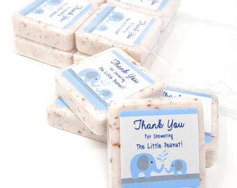 12 jabones de agradecimiento con forma de elefante azul - Jabones de 1,5 oz - Jabones de recuerdo para baby shower de niño - Jabones de recuerdo con forma de elefante - Aroma a lavanda