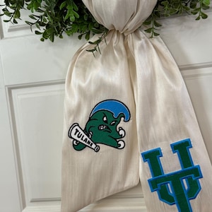 Tulane University Wreath Door Sash; Green Wave