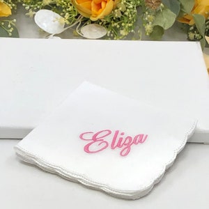 Personalized Embroidered Handkerchief Monogrammed Name Handkerchief Gift Handkerchief for Women, White Cotton Handkerchief image 1