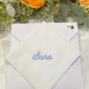Personalized Embroidered Handkerchief Monogrammed Name Handkerchief Gift Handkerchief for Women, White Cotton Handkerchief image 5