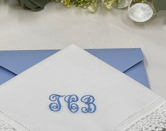 Gift Handkerchief Women - Monogrammed Handkerchief - Embroidered Handkerchief - Wedding Gift, Mothers Day Gift, Easter Gift