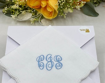 Personalized Handkerchief Gift, Embroidered Monogrammed Handkerchief, Bridesmaid Gift, Bridal Gift, Gift for Sister, Friend