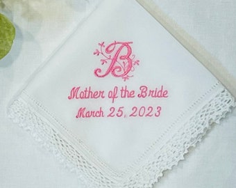 MOTB - MOTG Handkerchief - Gift - Wedding Handkerchief - Embroidered Handkerchief for Mothers