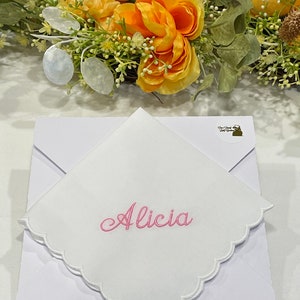 Personalized Embroidered Handkerchief Monogrammed Name Handkerchief Gift Handkerchief for Women, White Cotton Handkerchief image 4