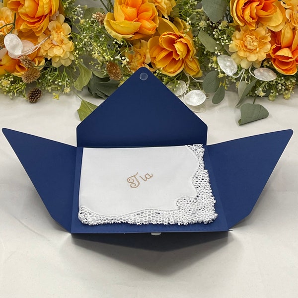 Blue Gift Box | Envelope for Handkerchief - Gift Box - Navy Envelope for Handkerchief’s Women - Men
