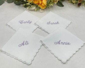 Personalized Gift Handkerchief, Embroidered Name Handkerchief Women, Gift for Bride Bridesmaid Wedding Party, Birthday Gift Handkerchief