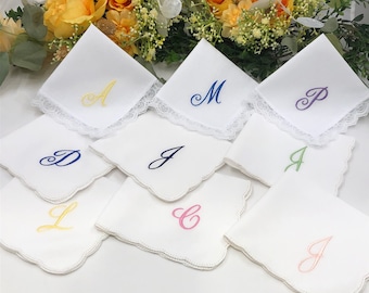 Personalized Gift Handkerchief - Embroidered Monogrammed Handkerchief - Gift for Bridesmaids, Weddings, Birthdays, Mothers Day