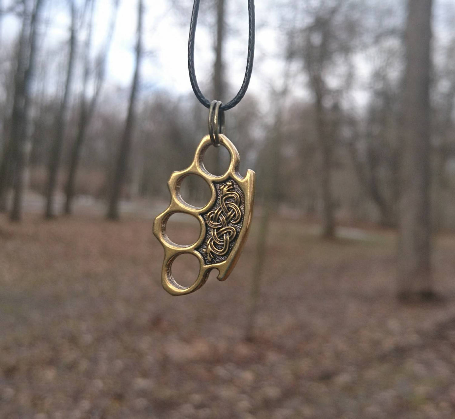 Wolf Brass Knuckle Pendant Brass Knuckles Necklace Fenrir. Etsy