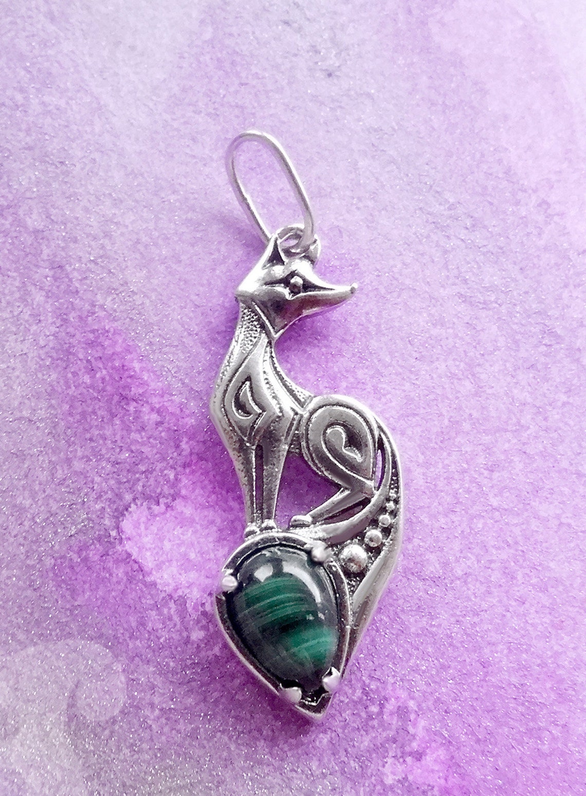 FOX necklace with Gemstone Wicca Amulet Viking pendant | Etsy