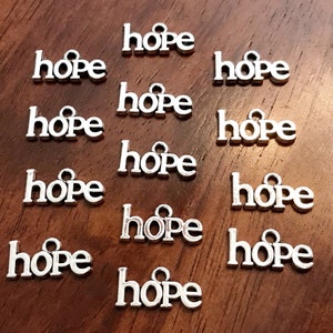 25pcs, Hope Charms, Antique Silver Charms, Silver Hope Charms, Cancer Awareness Charms, Hope Ribbon Charms, Word Hope Charms, Findings