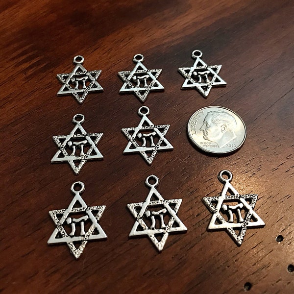 25 Star of David Charms, Shield of David Charms, Hexagram Charms, Zionist Community Charms, 6 Point Star, Jewish Charms, Findings