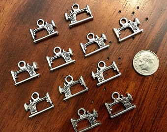 20pcs, Sewing Machine Charms, Sewing Charms, Quilting Charms, Antique Silver Charms, Sewing Machine Pendants, Scissor Charms, Findings
