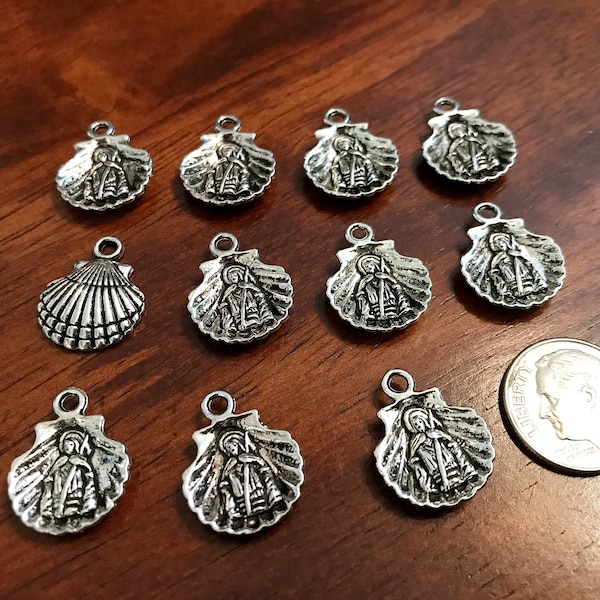 Saint James Medals, 20pcs, Shell Charms, St. James Charms, St James Medal, Scallop Symbol, Catholic Medals, Religious Medals, Rosary Charms