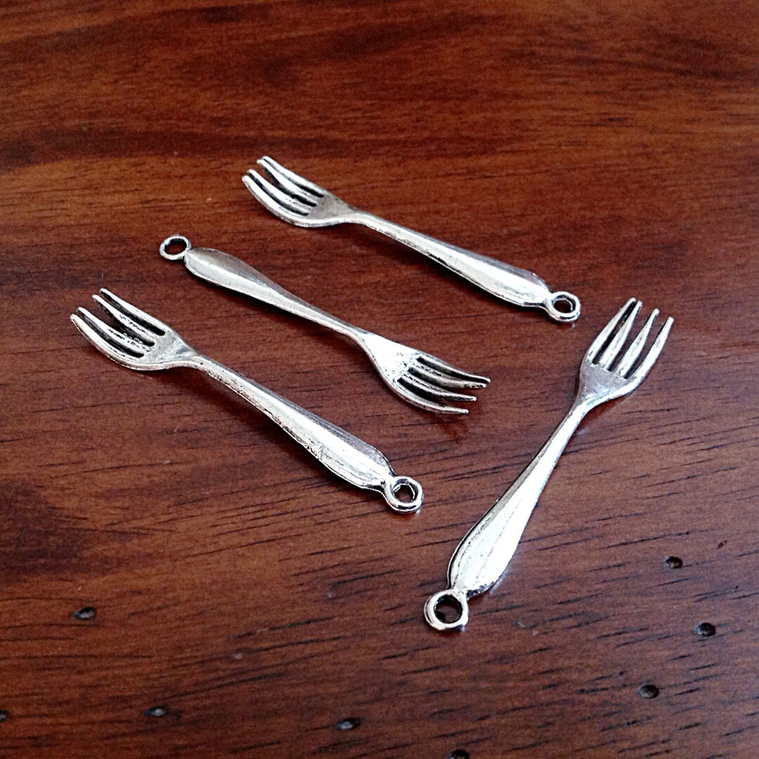20pcs, Fork Charms, Antique Silver Fork Charms, Silverware Charms