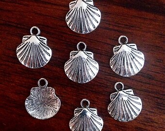 25pcs, Sea Shell Charms, Antique Silver Charms, Sea Shells, Silver Shell Charms, Starfish Shell Charms, Crafts and Jewelry Supplies