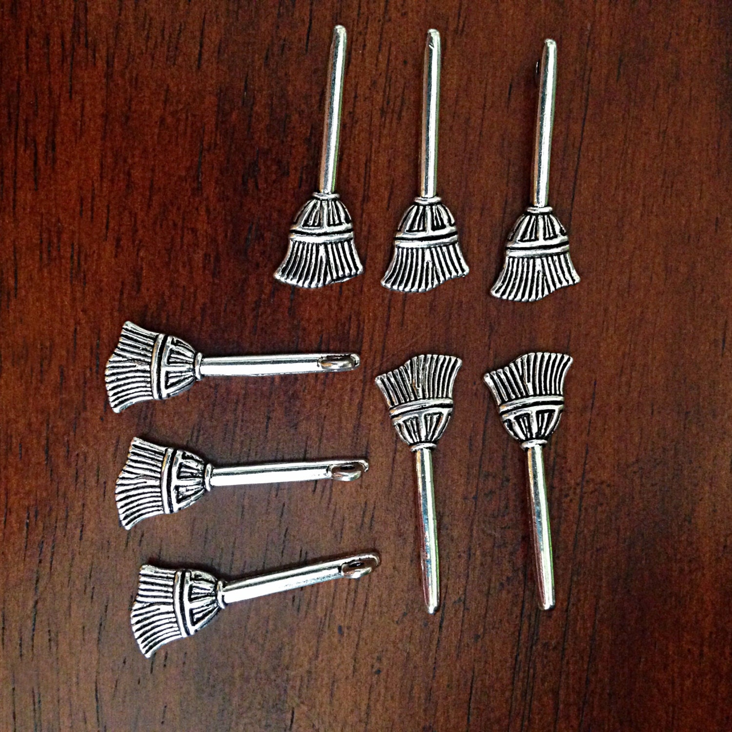 10 Broom Charms Antique Silver Broom Charms Halloween Etsy