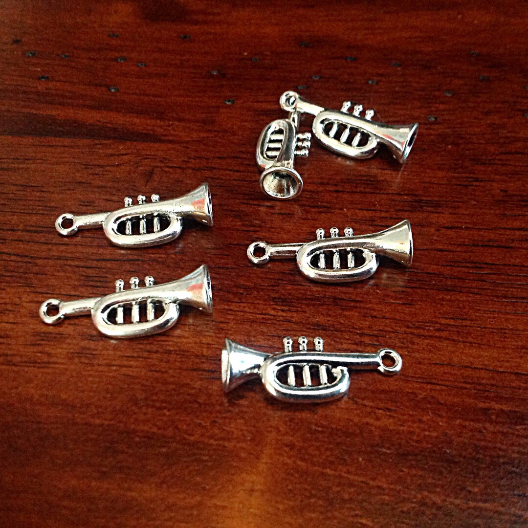 Bulk 20 Trumpet Charms Antique Silver Music Charms Silver Etsy