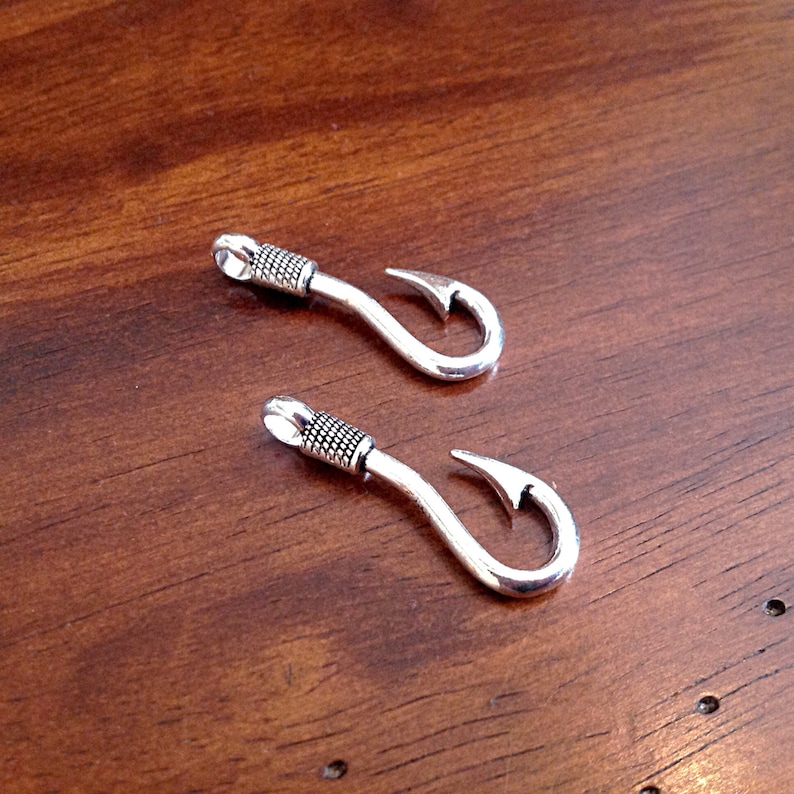 Bulk 20 Large Hook Charms Antique Silver Charms Silver Hook Etsy