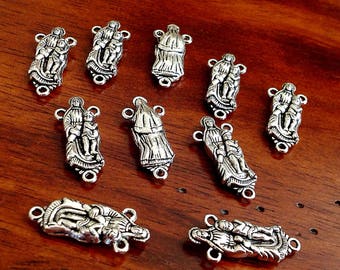 8 Rosary Centerpieces, Mother Mary and Baby Jesus Charms, 3 Loop Connectors, Rosary Connectors, Virgin Mary and Jesus Rosary Center