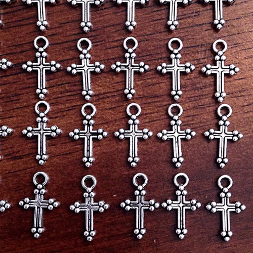 50pcs Silver Cross Charms Cross Bulk Charm Tiny Cross Etsy