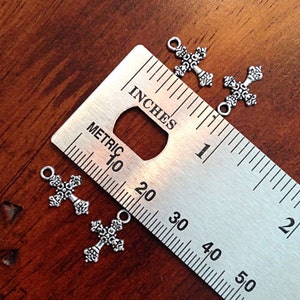 50pcs, Silver Cross Charms, Antique Silver Charms, Tiny Cross Charms, Small Cross Charms, Tiny Charms, Jewelry and Craft Supplies, Findings image 2