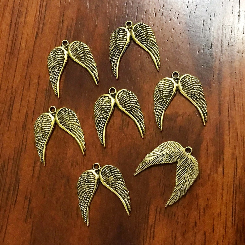 12pcs Wing Charms Gold Tone Wings Charms Antique Gold Wing Etsy