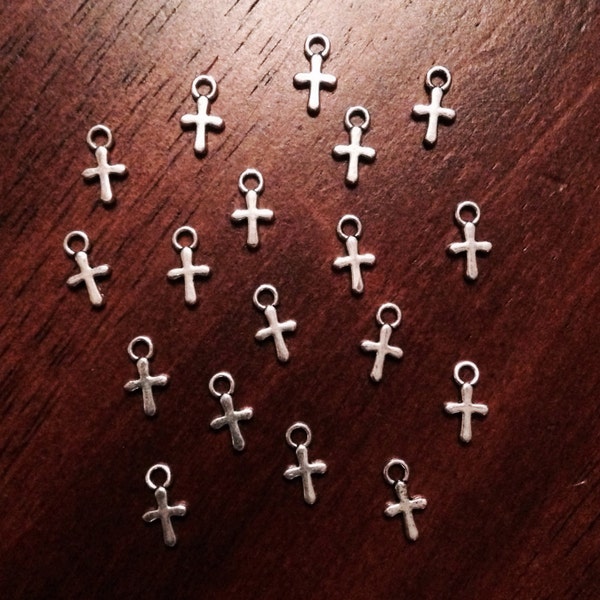 50pcs, Silver Cross Charms, Cross Bulk, Charm, Tiny Cross Charms, Double Sided Cross Charms, Jewelry And Craft Supplies, Findings