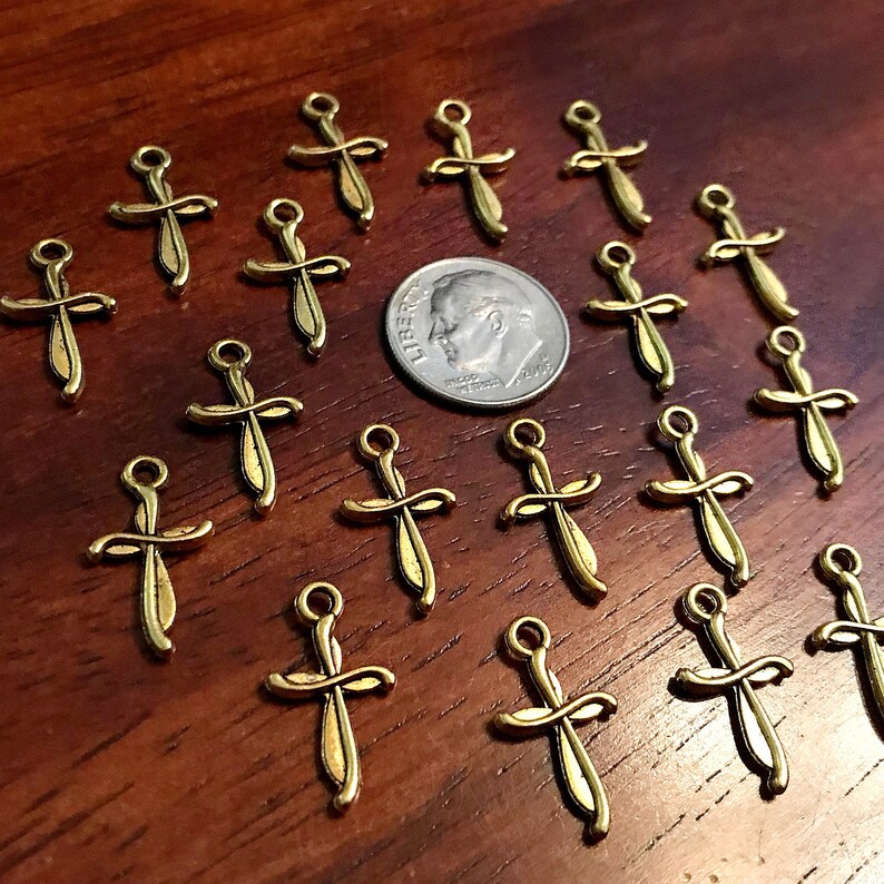 50pcs Gold Cross Charms Antique Gold Cross Charms Double Etsy