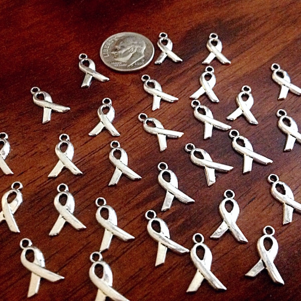 Bulk 50 Tiny Ribbon Charms, Charms Bulk, Ribbon Charms, Hope Ribbon Charms, Awareness Charms, Jewelry and Craft Supplies, Findings