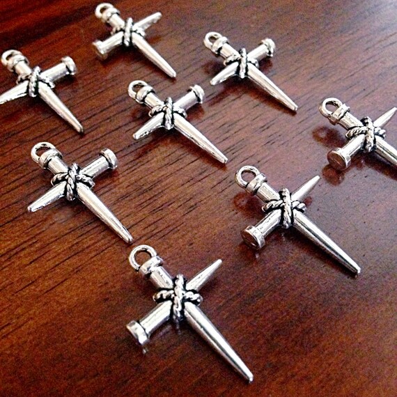 20pcs, Cross Charms, Filigree Cross Charms, Detailed Cross, Antique Silver Charms, Double Sided Cross Charms, Fancy Cross Charms, Findings