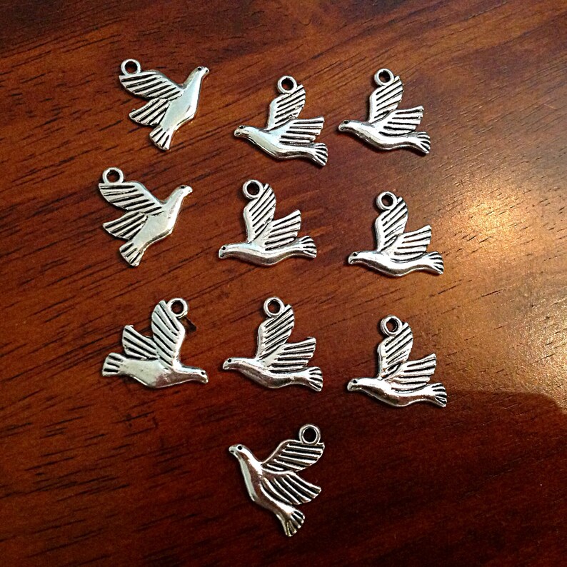 20pcs Craft Supplies Double Sided Dove Charms Dove Charms Armor of God Charm Findings Bird Charms Turtle Dove Charms