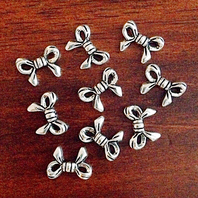 Bulk 25 Bow Charms Antique Silver Charms Silver Bows Etsy
