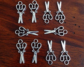 20 Scissors Charms, Charms Bulk, Charms, Silver Scissors, Sewings Charms, Scissors Charms, Findings, Jewelry and Craft Supplies