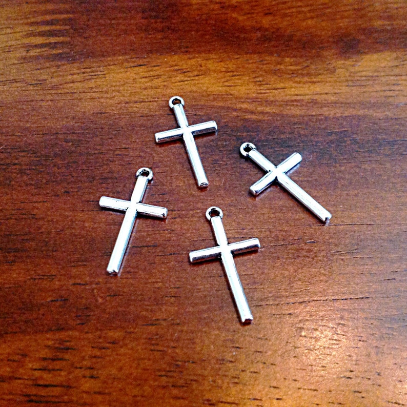 Bulk 25 Cross Charms Antique Silver Charms Silver Cross Etsy