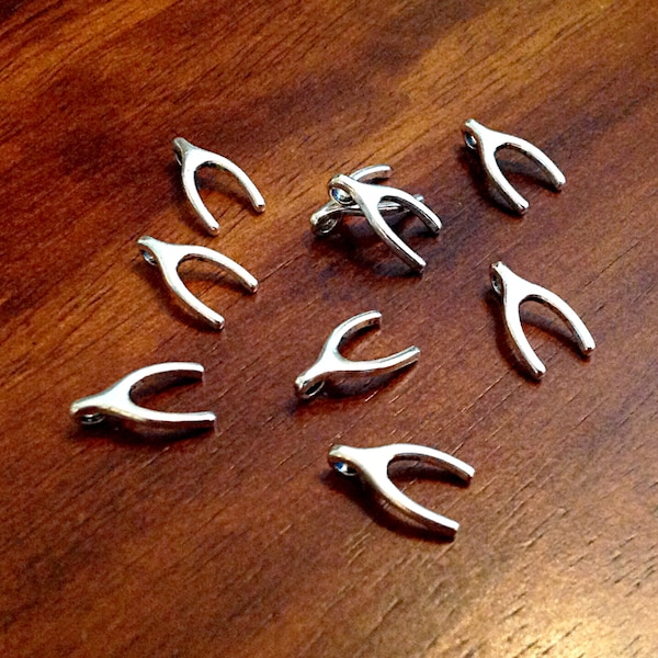 25pcs, Wishbone Charms, Antique Silver Charms, Lucky Charms, Wish Charms, Wishbone Charms, Bone Charms, Jewelry and Craft Supplies, Findings