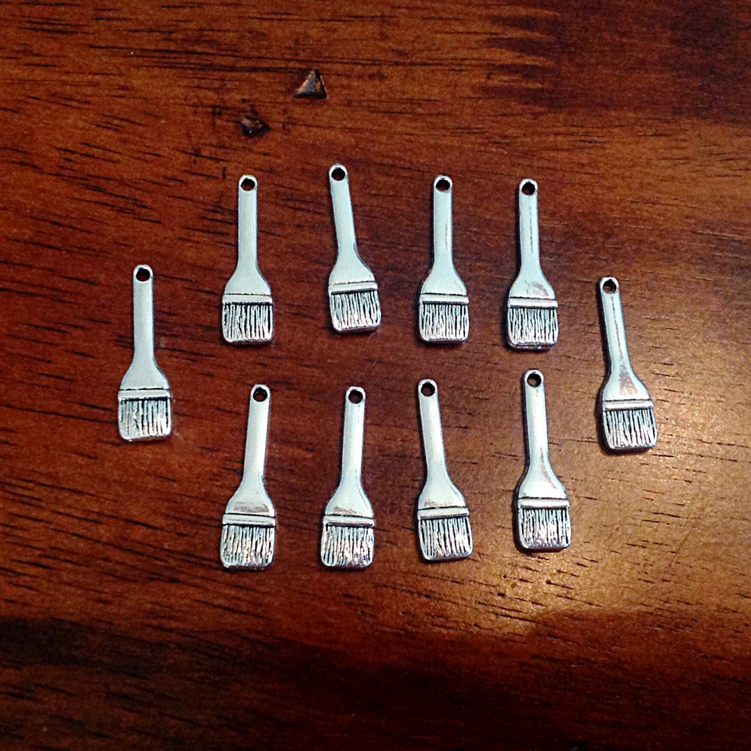 Paint Brush Charms, 40pcs, Artist Charms, Antique Silver Charms, Paint