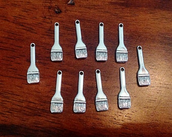 Paint Brush Charms, 40pcs, Artist Charms, Antique Silver Charms, Paint Brush Charms, Handyman Tools Charms, Tools Charms, Findings