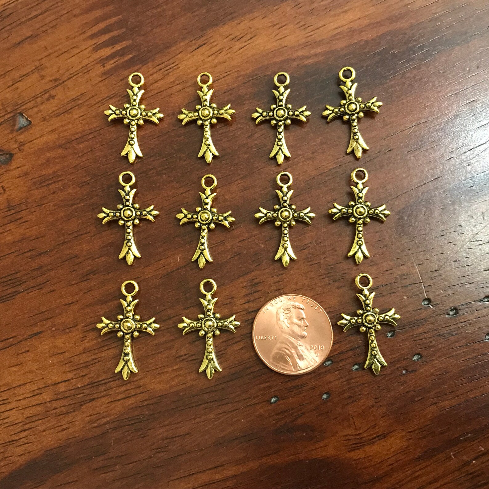 25pcs Cross Charms Antique Gold Charms Inside Cross Hollow Etsy