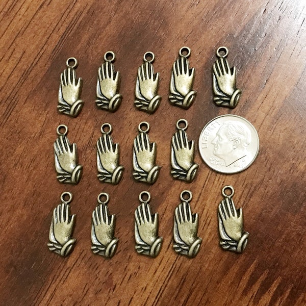 25pcs, Praying Hand Charms, Prayer Charms, Charms Bulk, Armor of God Charm, Bronze Praying Hands Charms, Rosary Charms, Findings