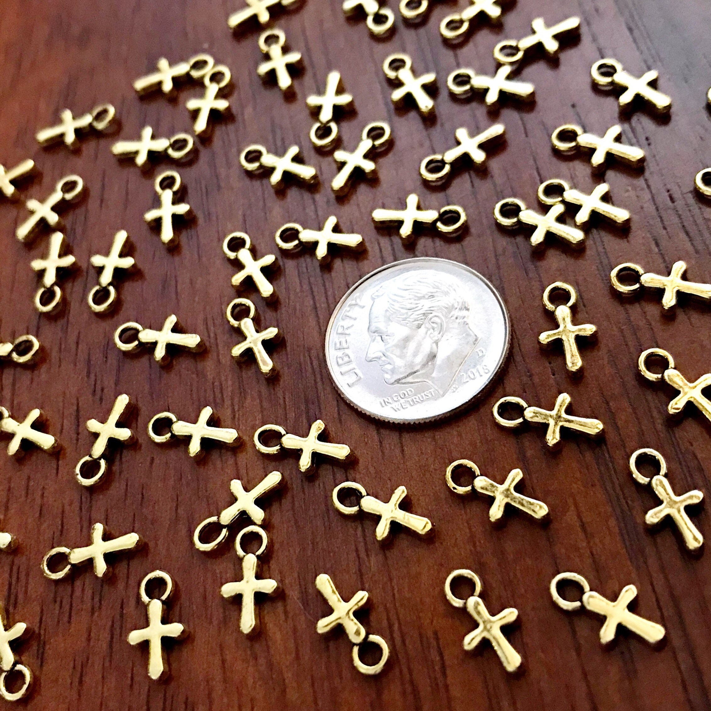 Cross Charms 50pcs Gold Tone Cross Charms Tiny Cross Charms Etsy Sweden