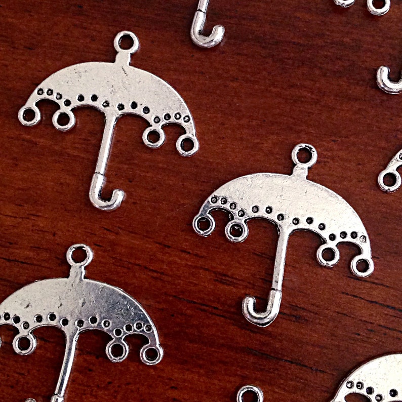 5 Umbrella Charms Antique Silver Charms Umbrella Pendants Etsy