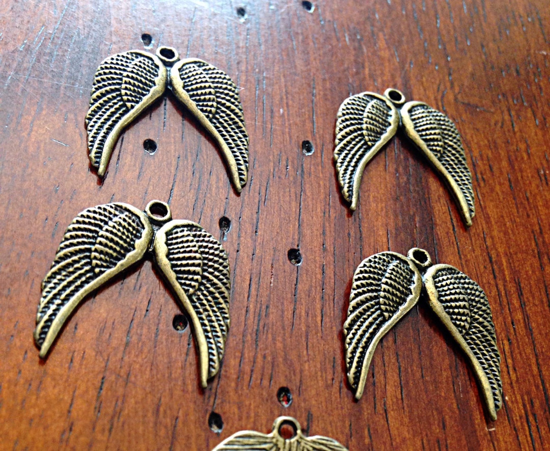 25pcs, Angel Wing Charms, Antique Bronze Charms, Christian Charms, Bronze Angel Wing Charms