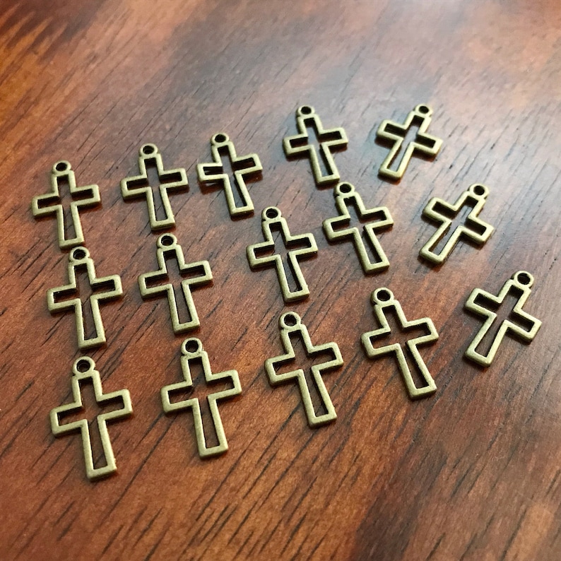 50pcs Cross Charms Inside Cross Charms Antique Bronze Cross Etsy